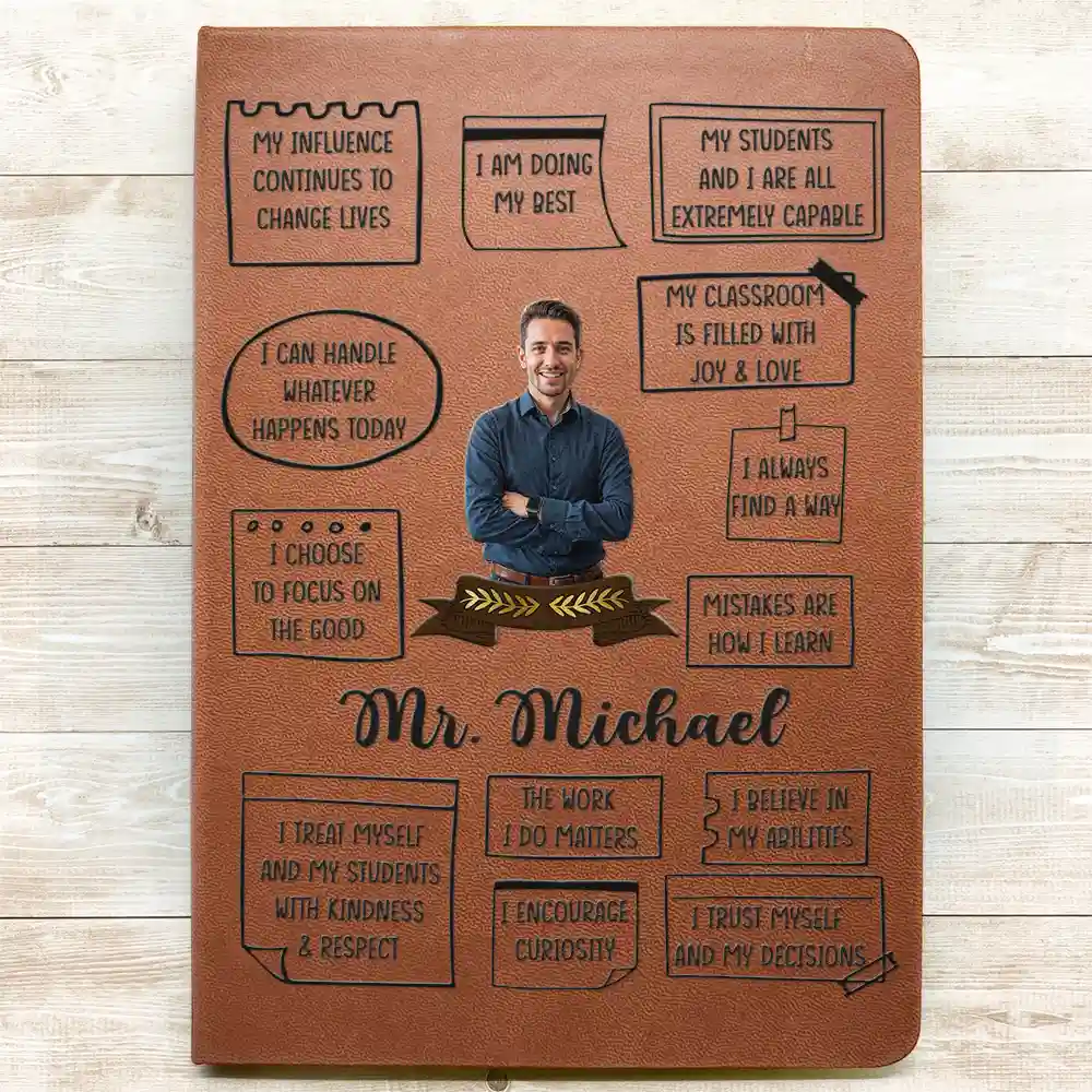 Custom Photo I Am Proud To Be A Teacher - Personalized Leather Journal - Image 3