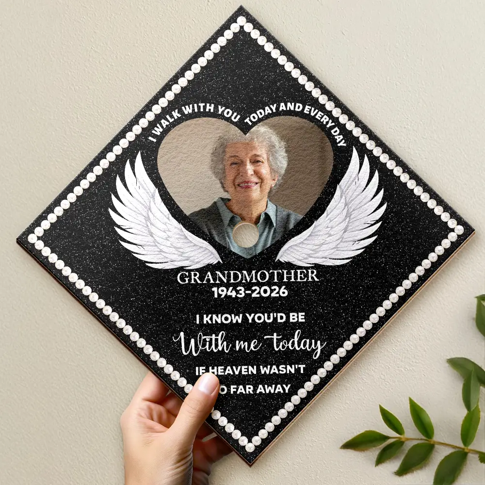 Custom Photo I Am Walking Beside You Every Step Of The Way - Personalized Graduation Cap Topper - Image 2