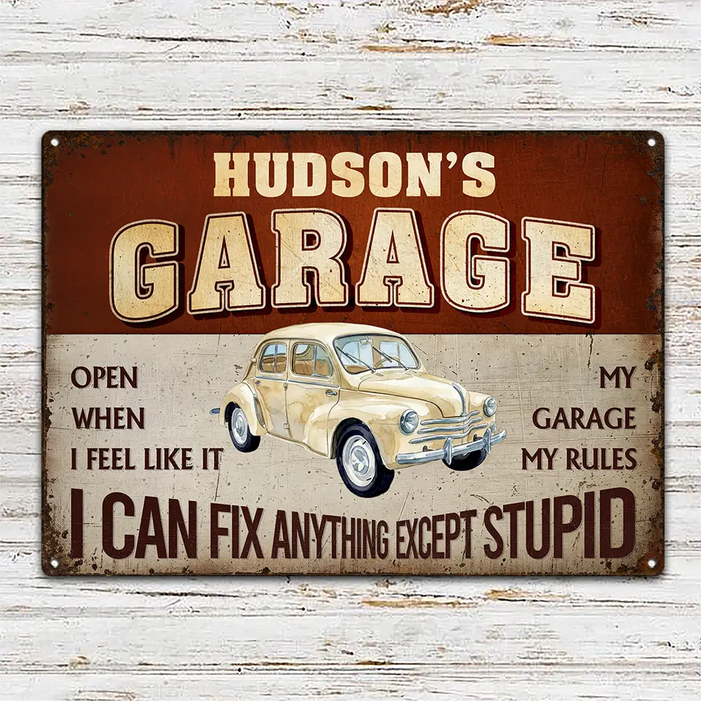 Custom Photo I Can Fix Anything Except Stupid - Personalized Classic Metal Signs - Image 4