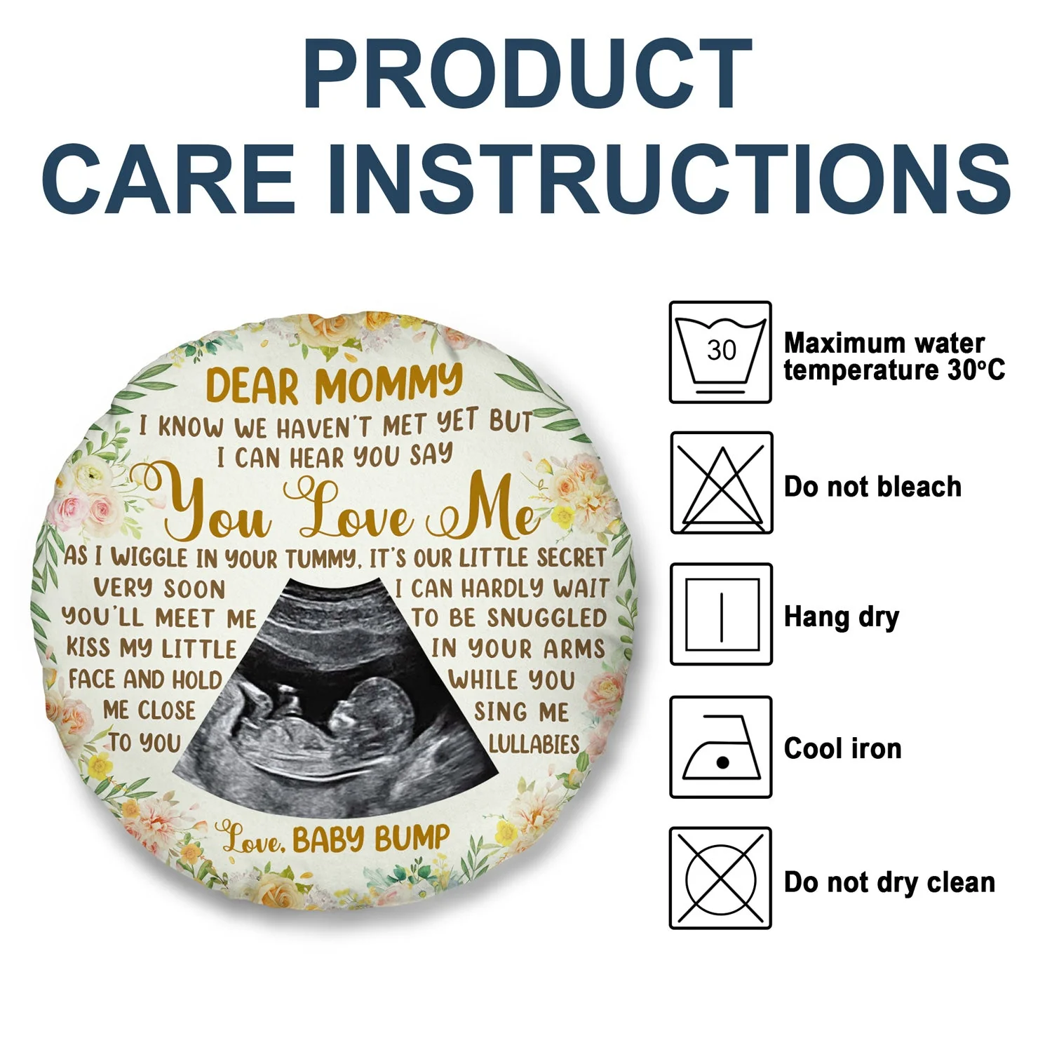 Custom Photo I Can Hear You Say You Love Me - Baby Shower Gift, First Mom, Wife - Personalized Round Pillow - Image 7