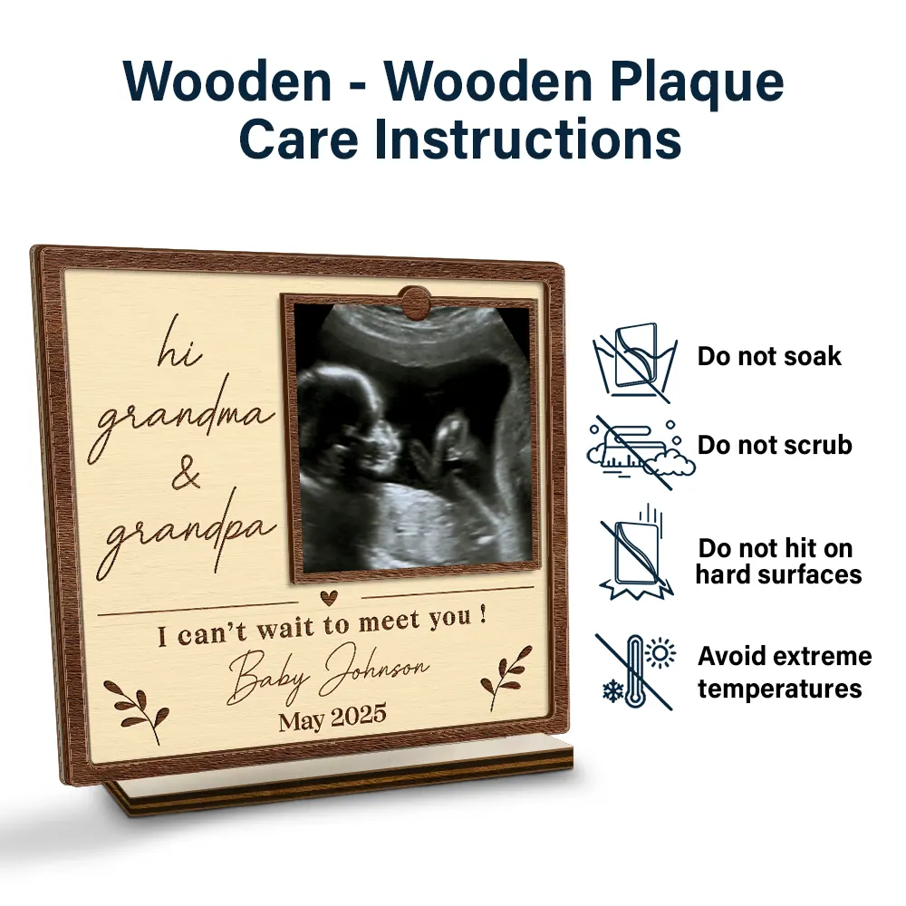 Custom Photo I Can't Wait To Meet You Expecting Parents Grandparents - Personalized Custom Shaped 2-Layered Wooden Plaque - Image 5