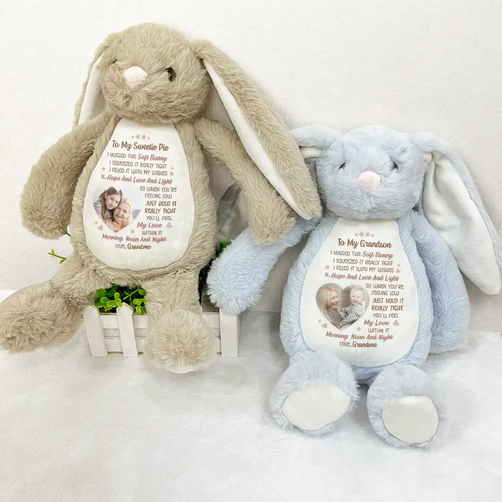 Custom Photo I Filled It With My Wishes Grandmother Granddaughter - Personalized Soft Toy Bunny - Image 3