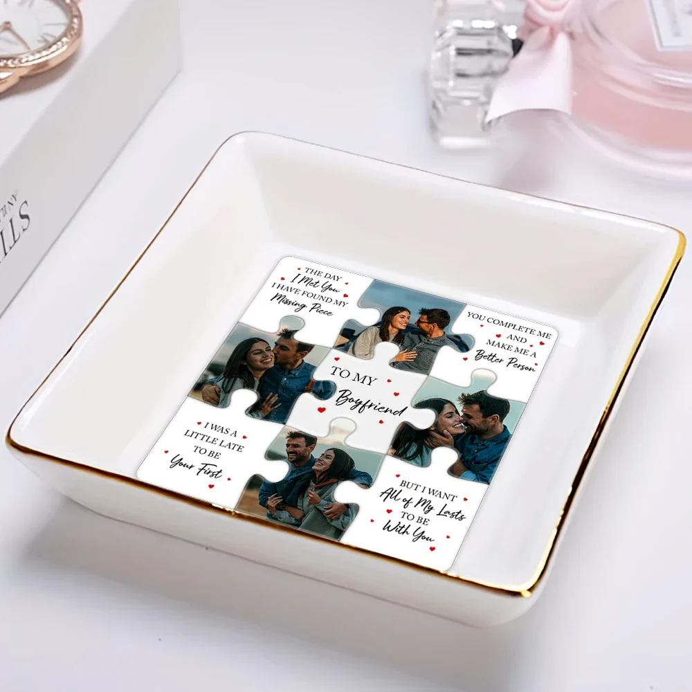Custom Photo I Found My Missing Piece Puzzle - 3D Embossed Effect Printed Dish, Personalized Ring Dish - Image 2