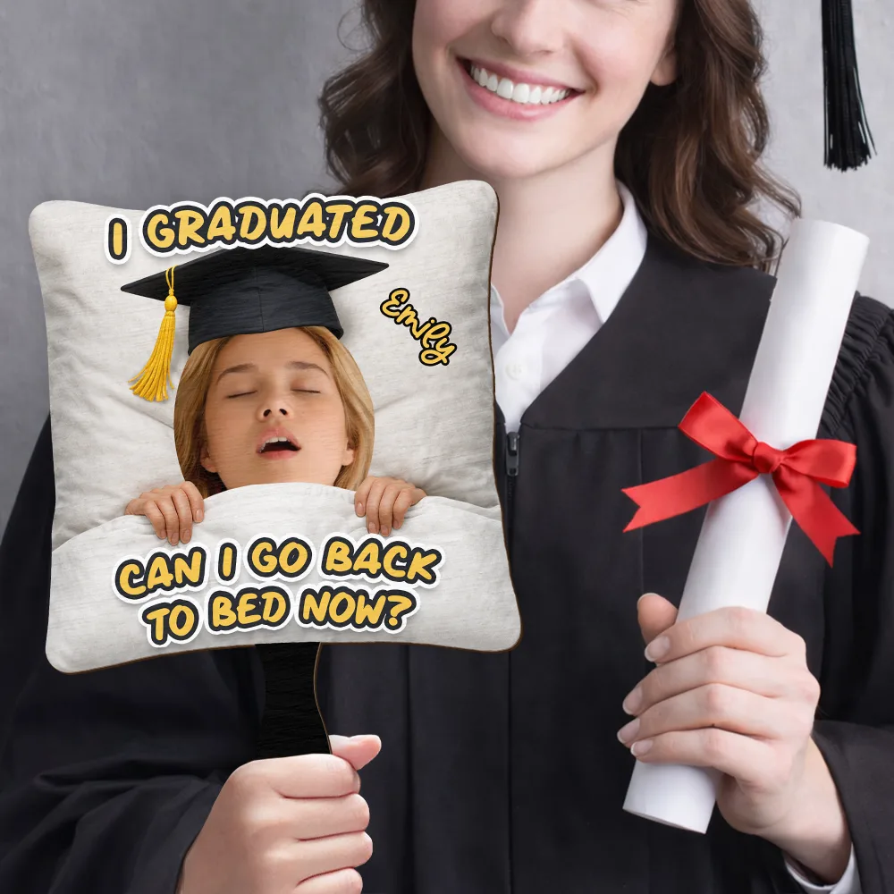 Custom Photo I Graduated Can I Go Back To Bed Now - Personalized Graduation Handheld Fan - Image 6