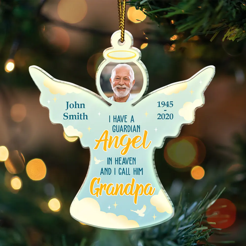 Custom Photo I Have A Guardian Angel In Heaven And I Call Her Mom - Personalized Custom Shaped Acrylic Ornament - Image 3