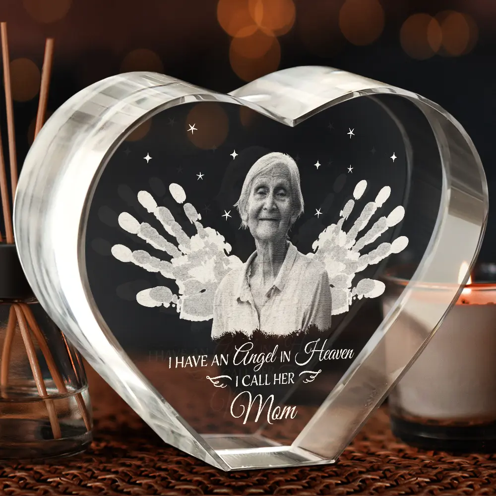 Custom Photo I Have An Angel - Personalized Crystal Heart - Image 4