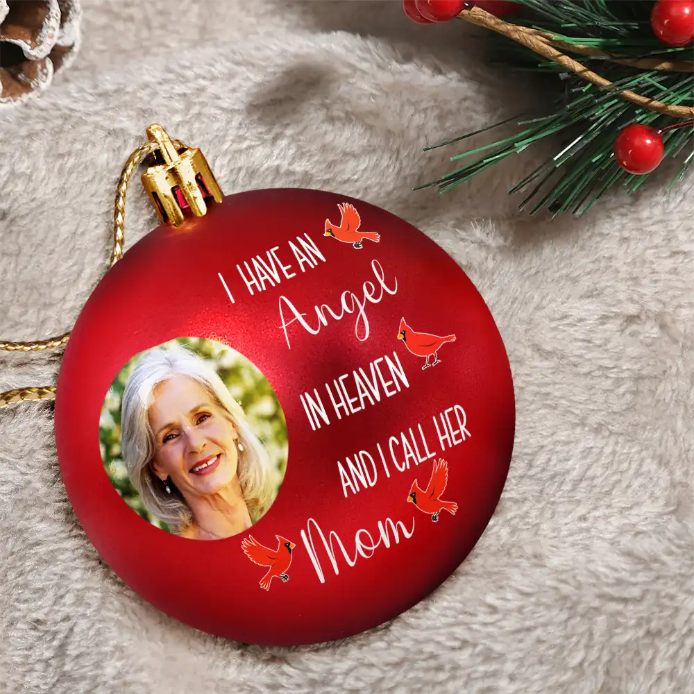 Custom Photo I Have Two Angels In Heaven And I Call Them Mom Dad - Personalized Ball Ornament - Image 3