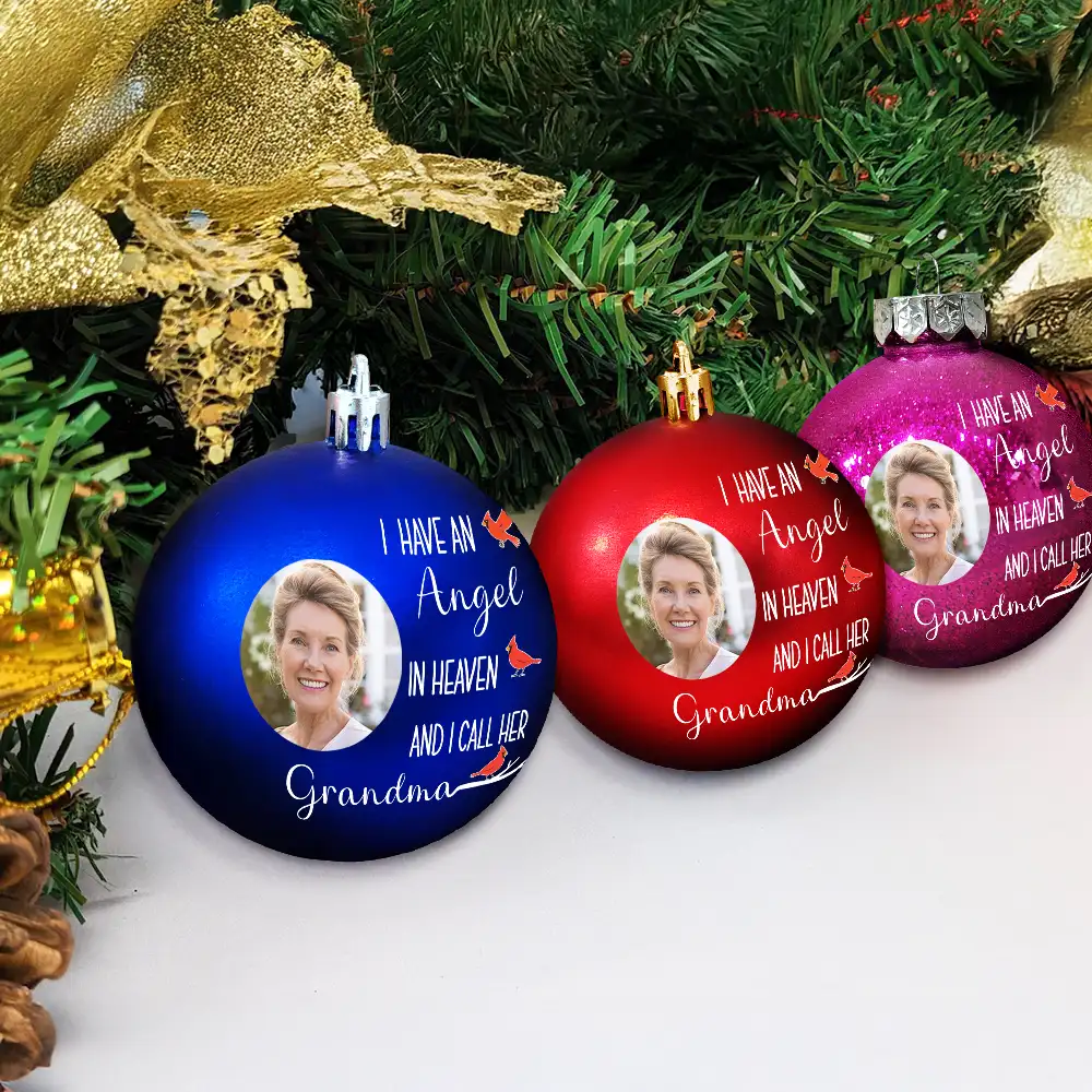 Custom Photo I Have Two Angels In Heaven And I Call Them Mom Dad - Personalized Ball Ornament - Image 4