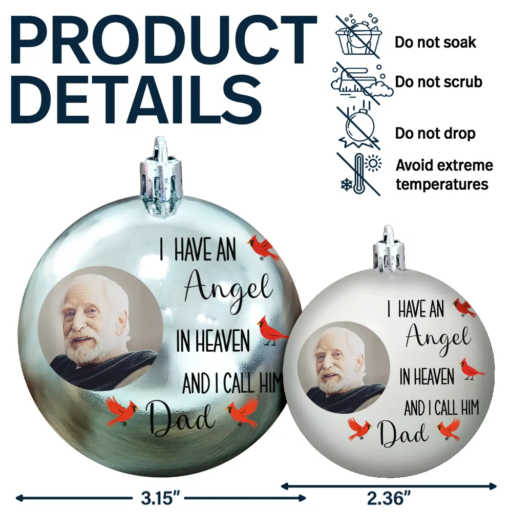 Custom Photo I Have Two Angels In Heaven And I Call Them Mom Dad - Personalized Ball Ornament - Image 6