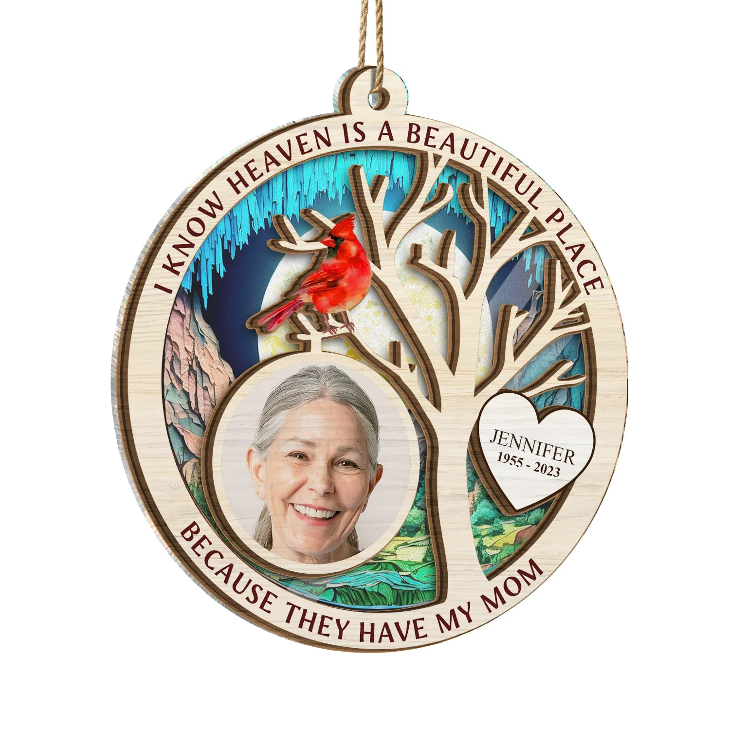 Custom Photo I Know Heaven Is A Beautiful Place - Christmas, Memorial Gift - Personalized Suncatcher Ornament - Image 2