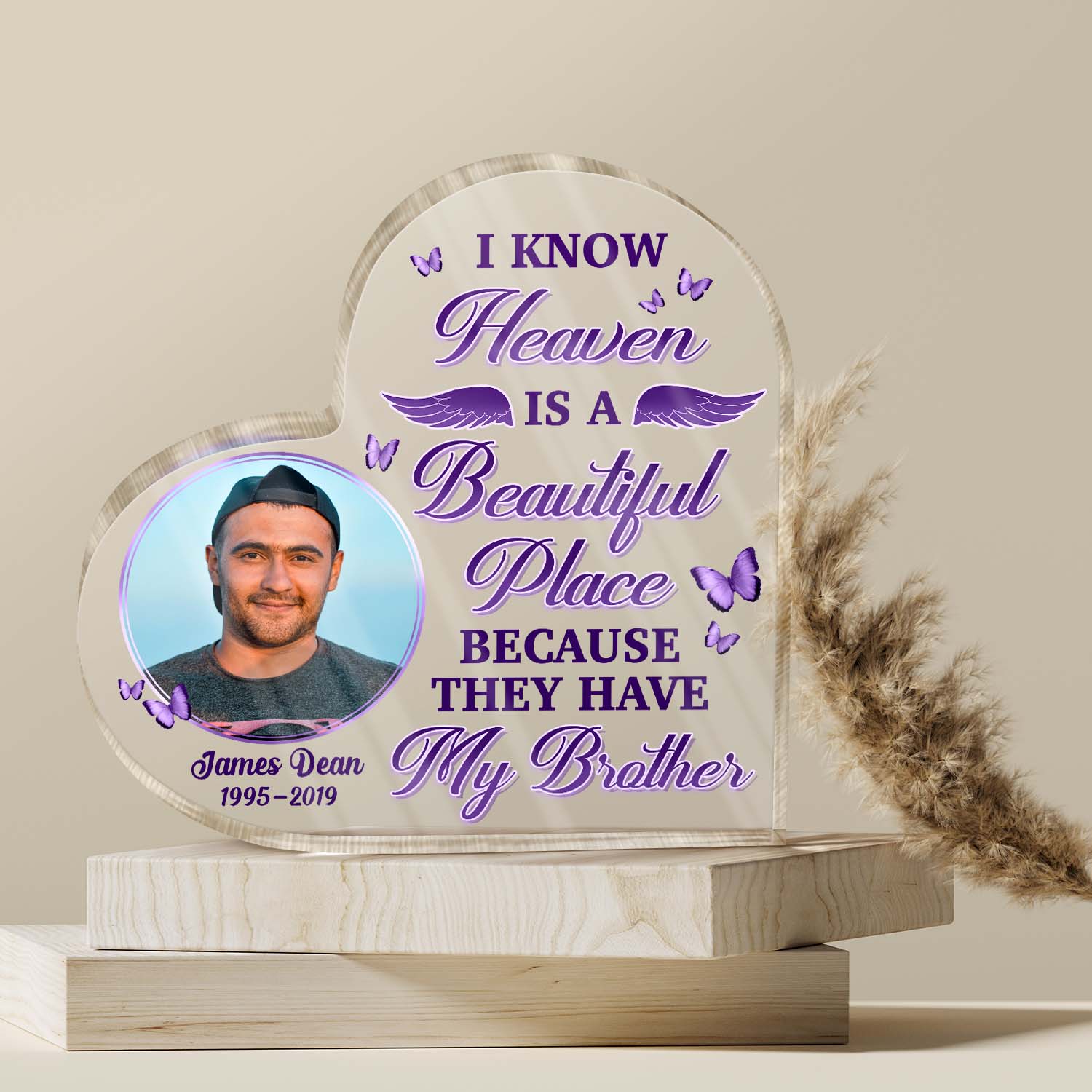 Custom Photo I Know Heaven Is A Beautiful Place - Memorial Gift For Family - Personalized Custom Heart Shaped Acrylic Plaque - Image 4