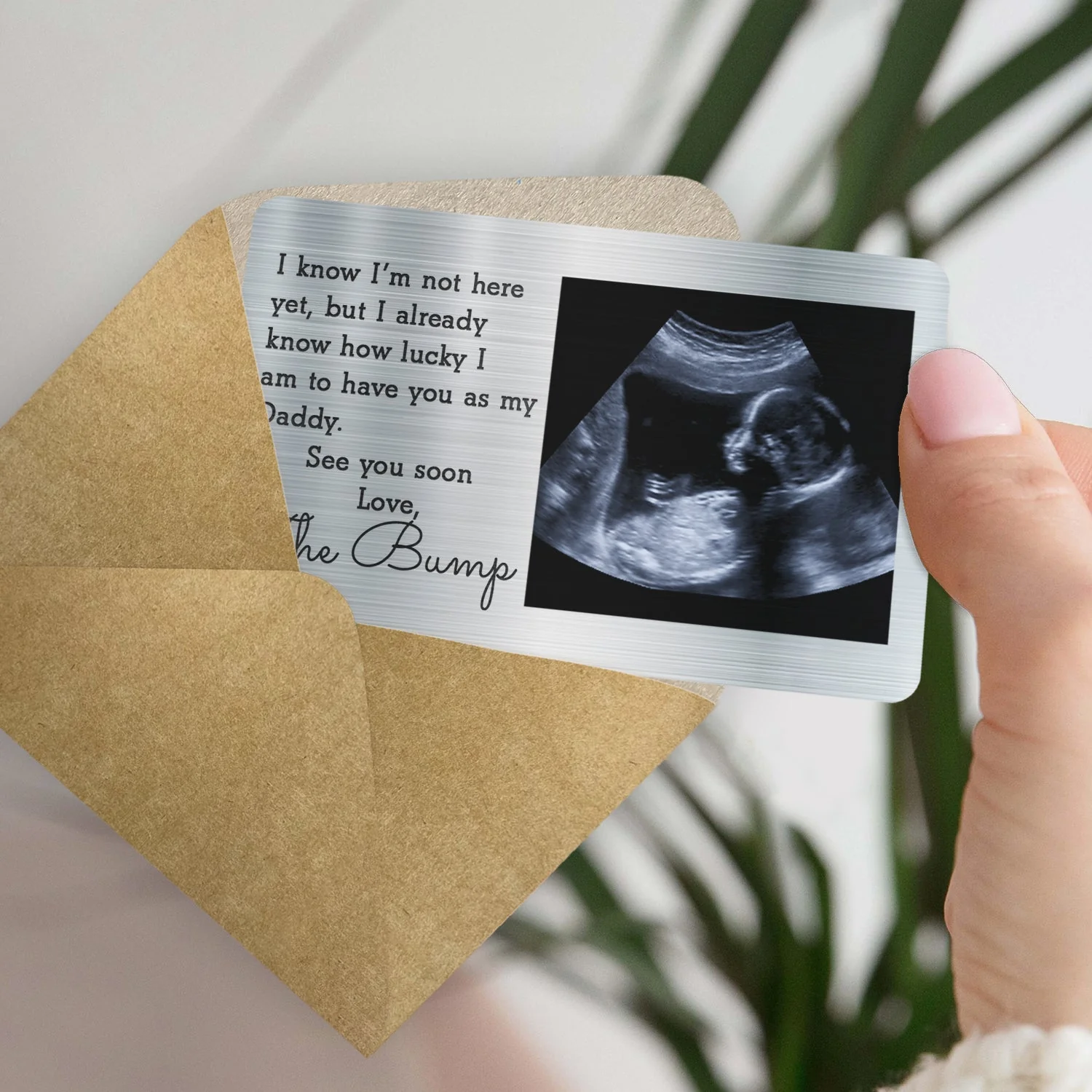 Custom Photo I Know I'm Not Here Yet - Gift For Dad, Father, New Parents - Personalized Aluminum Wallet Card - Image 4