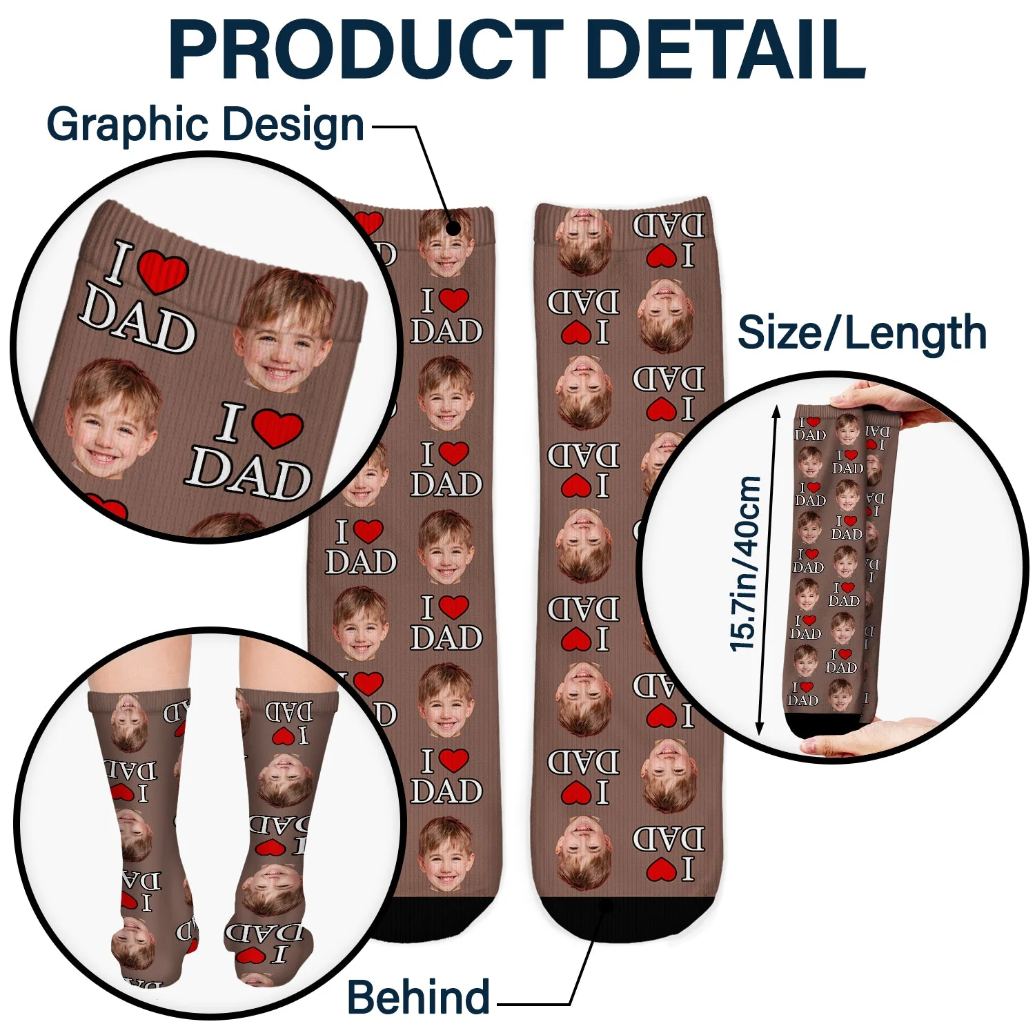 Custom Photo I Love Dad - Gift For Father - Personalized Socks - Image 6