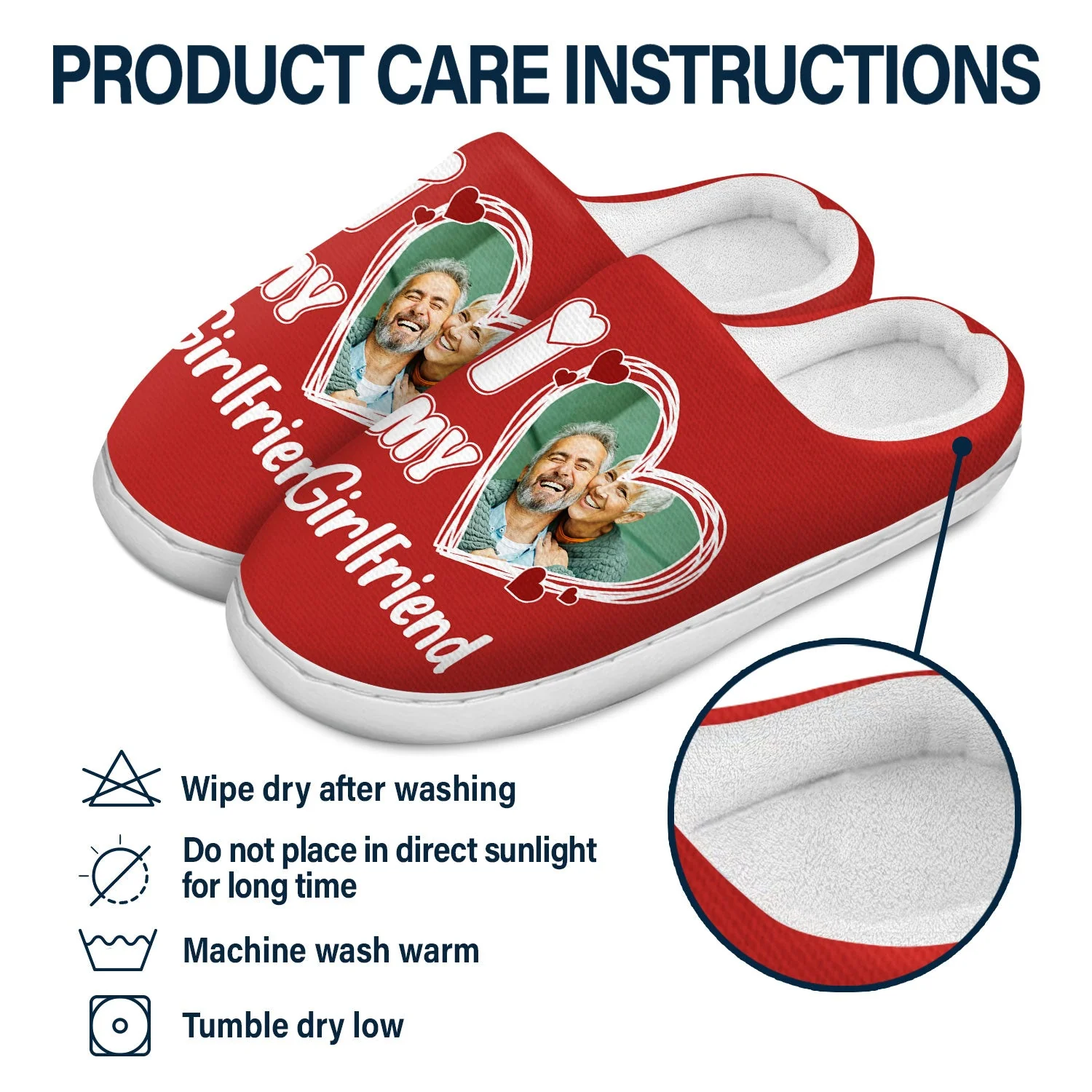 Custom Photo I Love My Boyfriend Girlfriend - Loving, Anniversary Gift For Couples, Spouse, Lover, Wife, Husband - Personalized Fluffy Slippers - Image 6