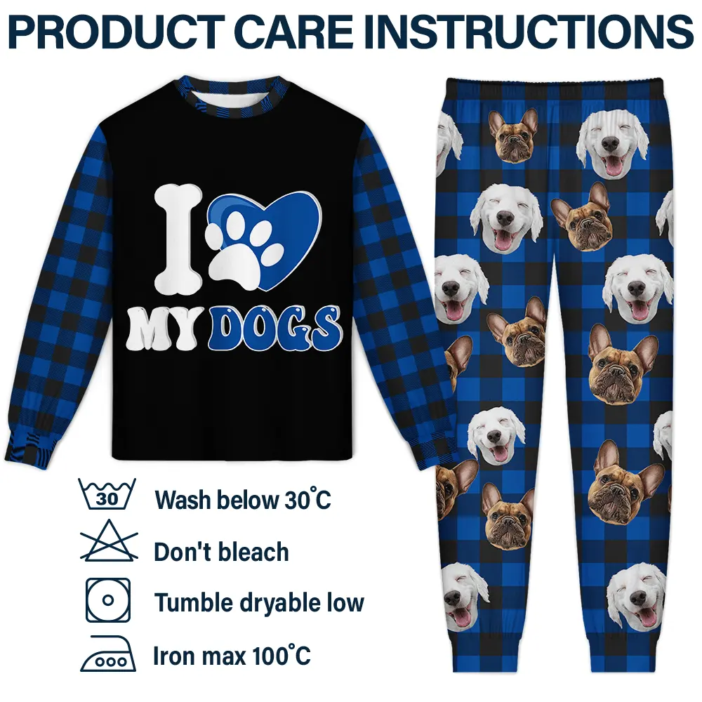Custom Photo I Love My Dog Cat Pet - Personalized Unisex Pajamas Set - Image 7