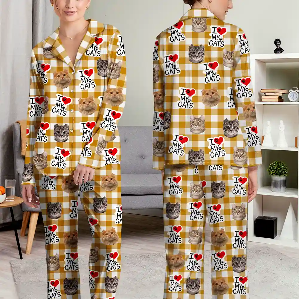 Custom Photo I Love My Dogs Cats Pets - Personalized Long Pajamas Set - Image 5