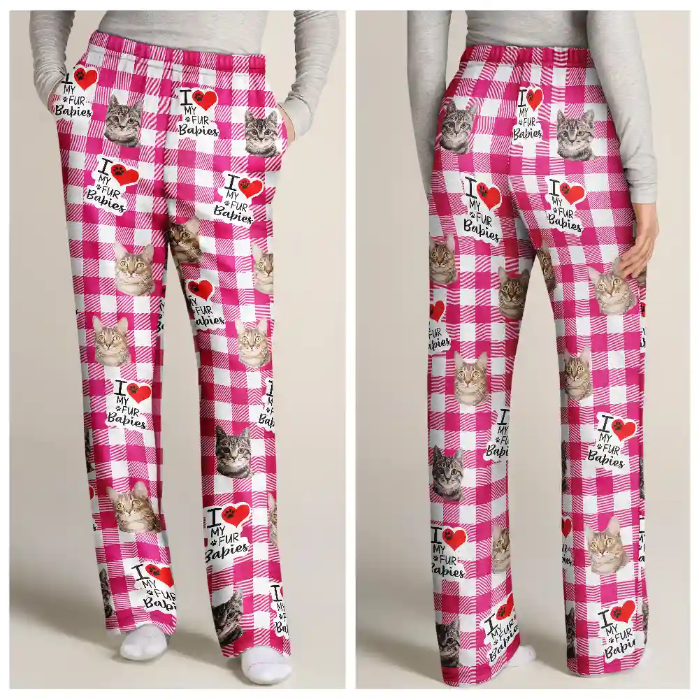 Custom Photo I Love My Dogs Cats Pets - Personalized Pajama Pants - Image 4