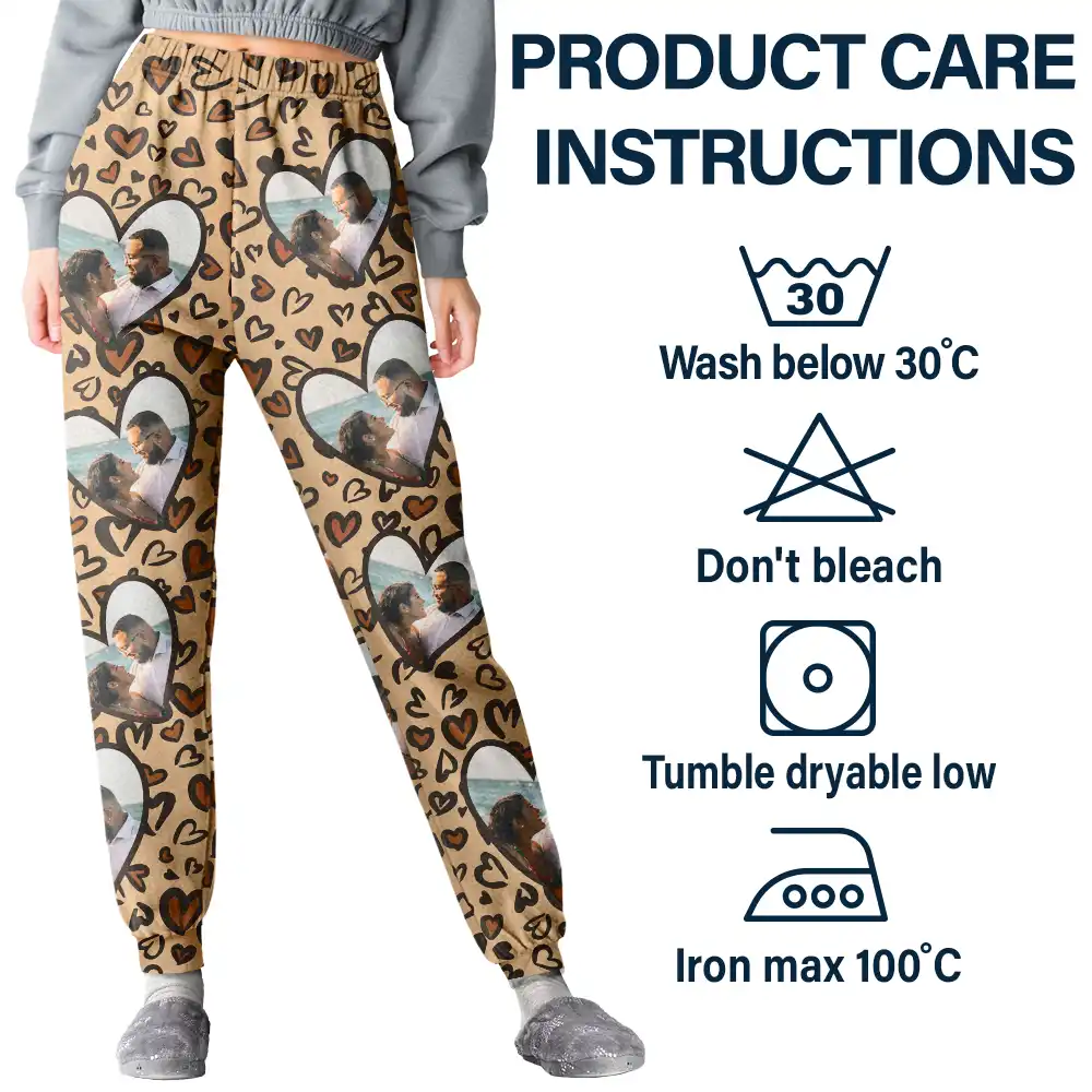 Custom Photo I Love My Wife Full Heart - Personalized Pajama Pants - Image 5