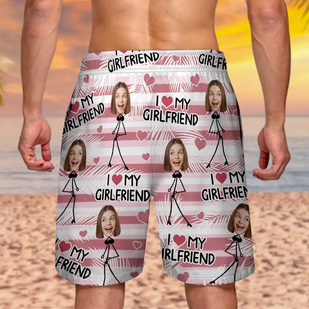 Custom Photo I Love My Wife - Personalized Unisex Beach Shorts - Image 5