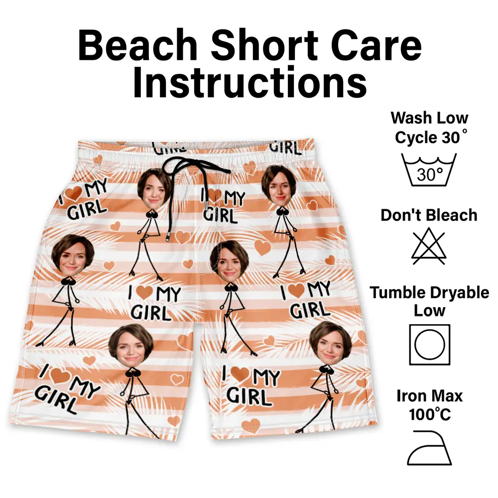 Custom Photo I Love My Wife - Personalized Unisex Beach Shorts - Image 7