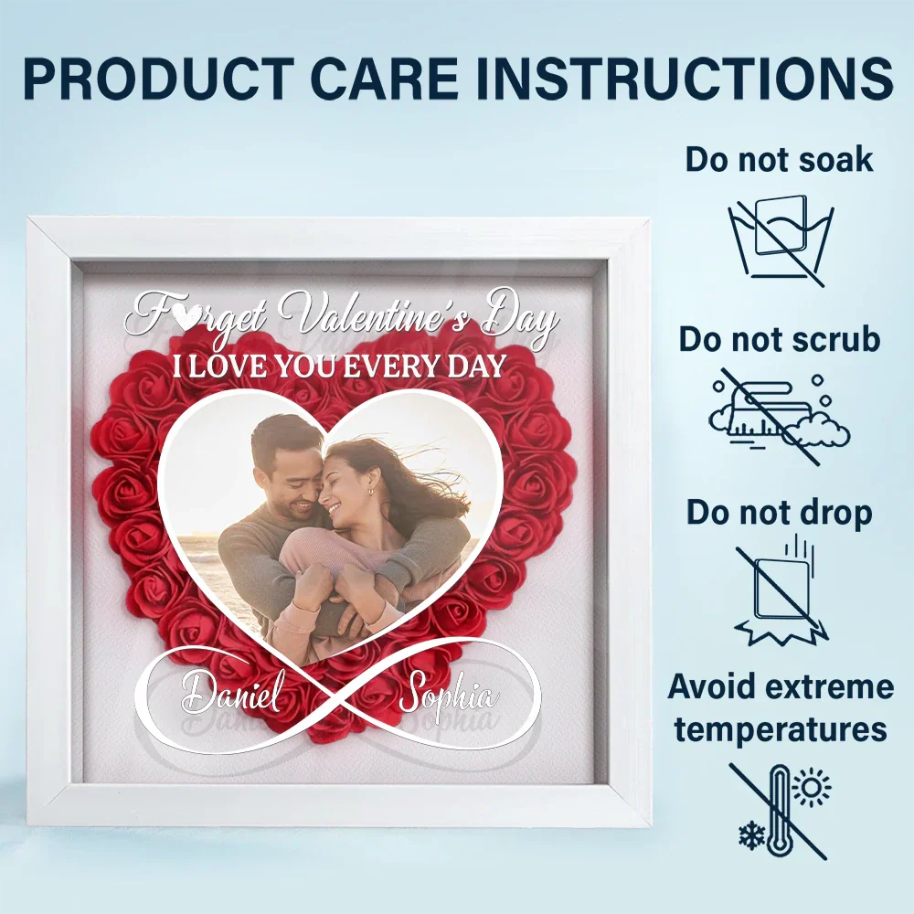 Custom Photo I Love You Everyday - Personalized Flower Shadow Box - Image 6