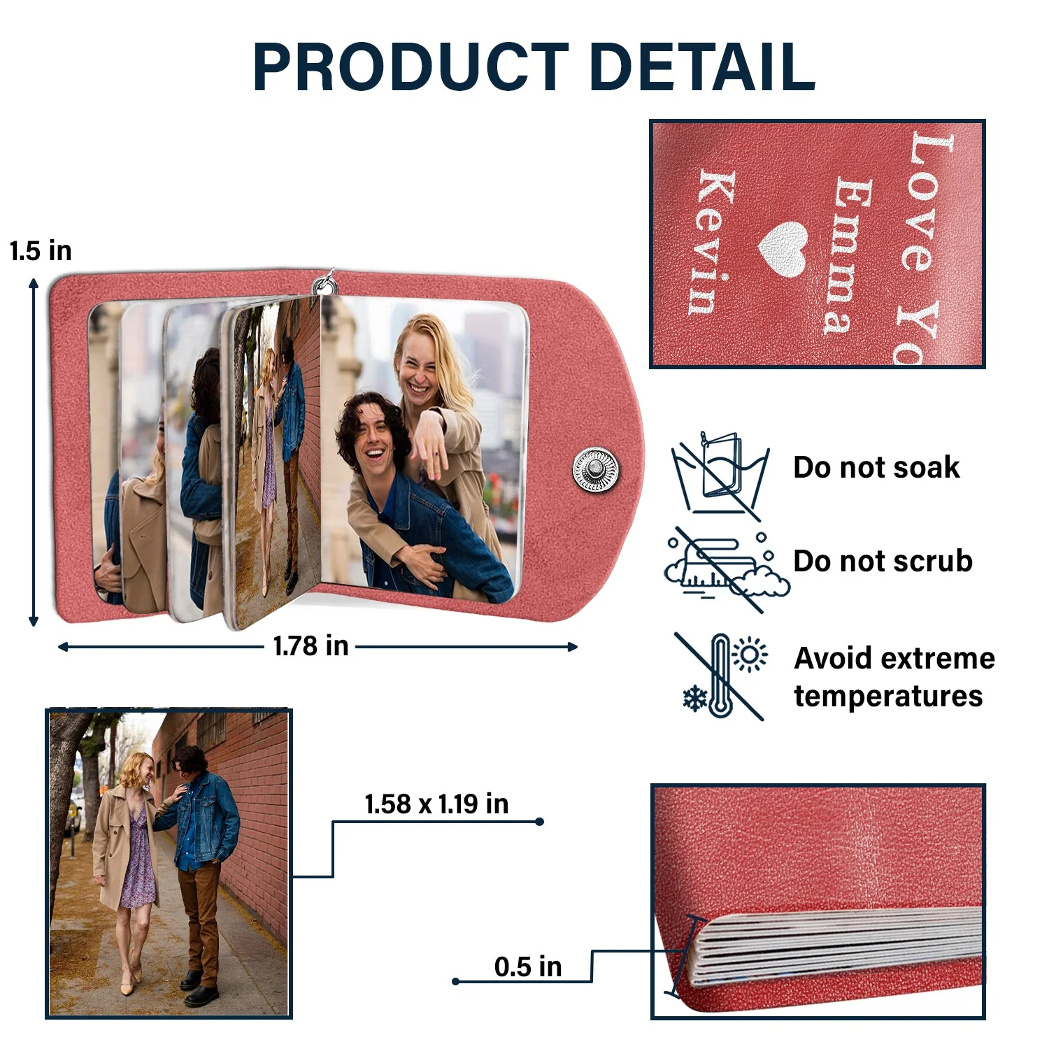 Custom Photo I Love You - Gift For Couples - Personalized Mini Photo Album Keychain - Image 5