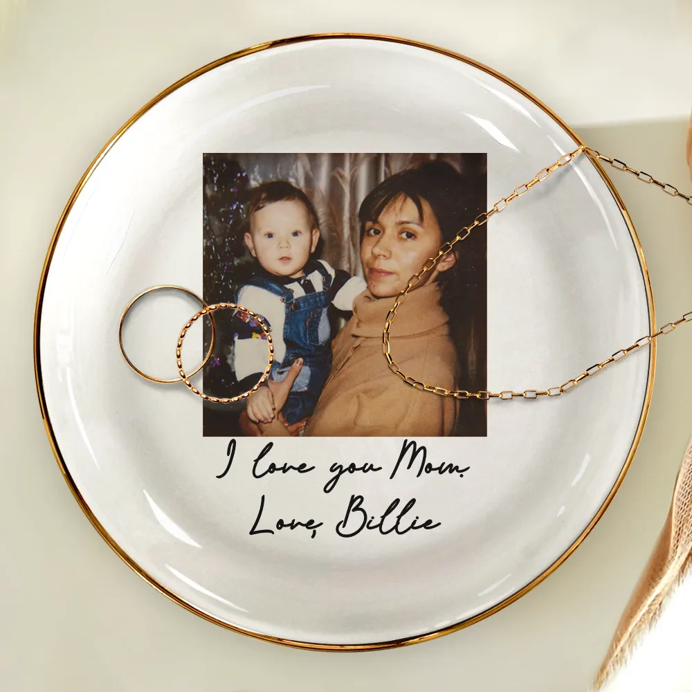 Custom Photo I Love You Mom Vintage - Personalized Ring Dish - Image 4