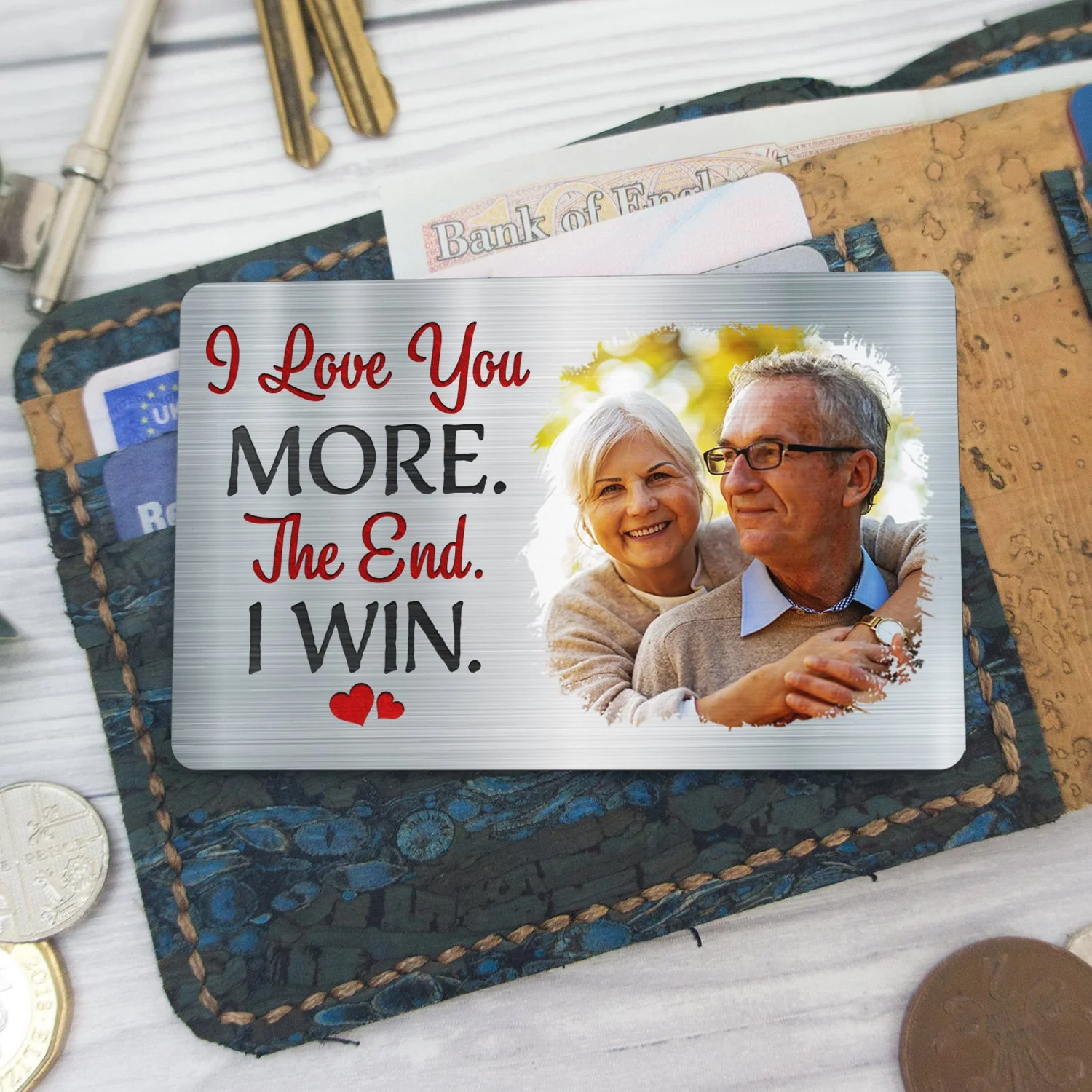 Custom Photo I Love You More - Gift For Couples, Husband, Wife - Personalized Aluminum Wallet Card - Image 5