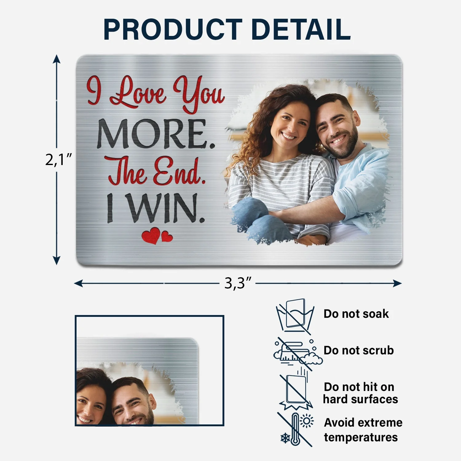 Custom Photo I Love You More - Gift For Couples, Husband, Wife - Personalized Aluminum Wallet Card - Image 6
