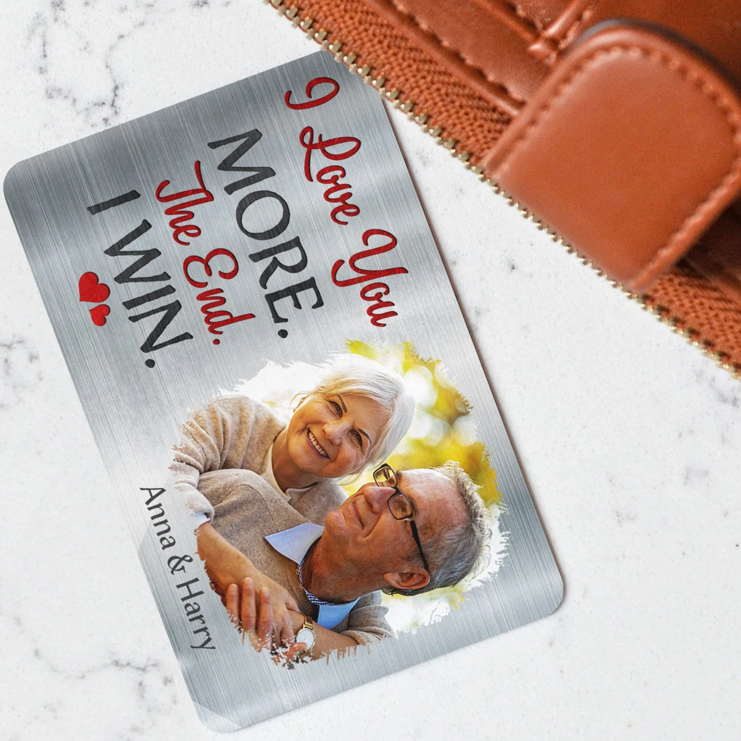 Custom Photo I Love You More - Gift For Couples - Personalized Aluminum Wallet Card - Image 3