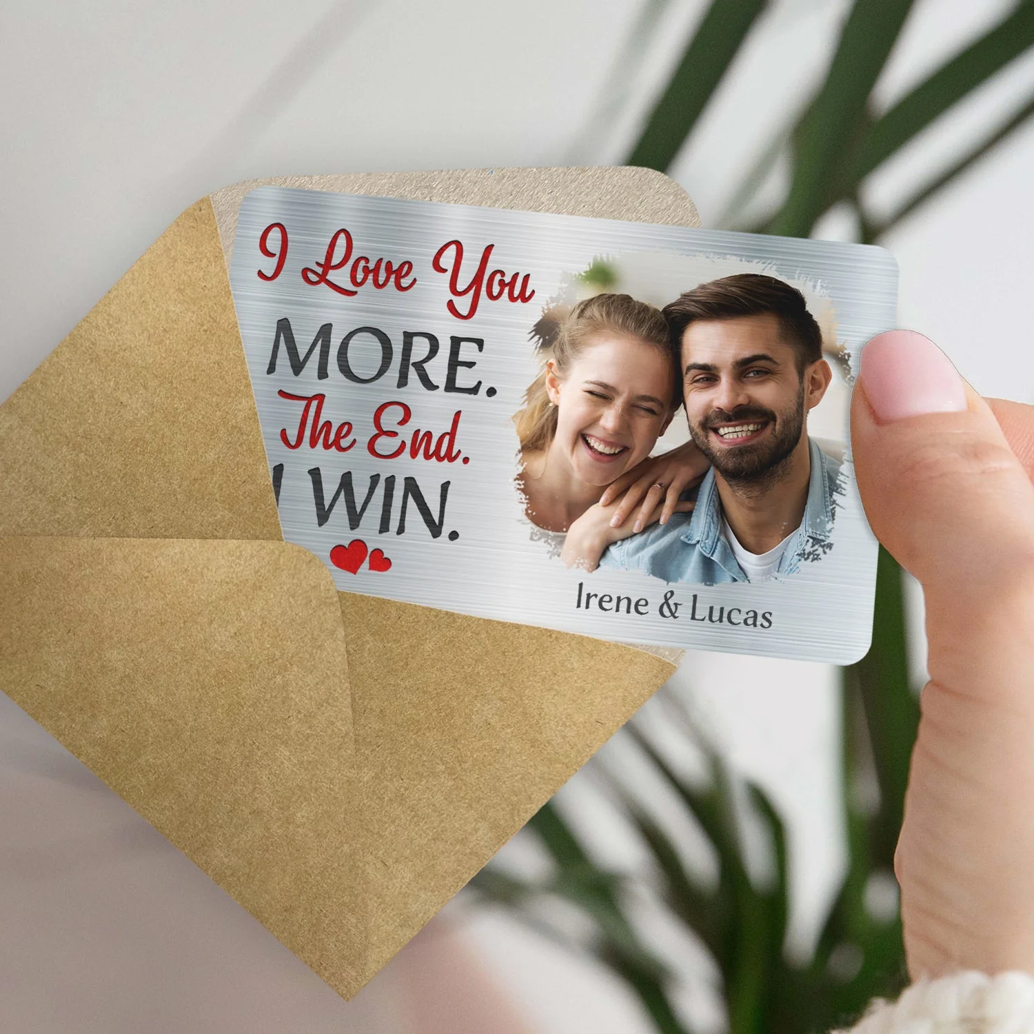 Custom Photo I Love You More - Gift For Couples - Personalized Aluminum Wallet Card - Image 4