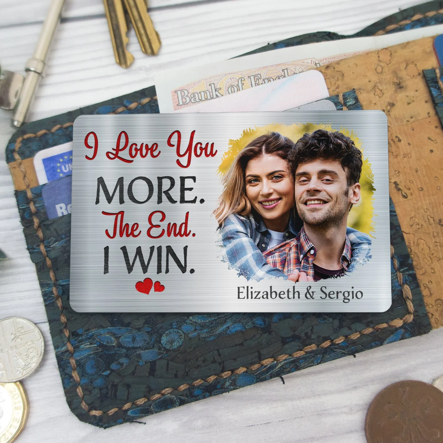 Custom Photo I Love You More - Gift For Couples - Personalized Aluminum Wallet Card - Image 5