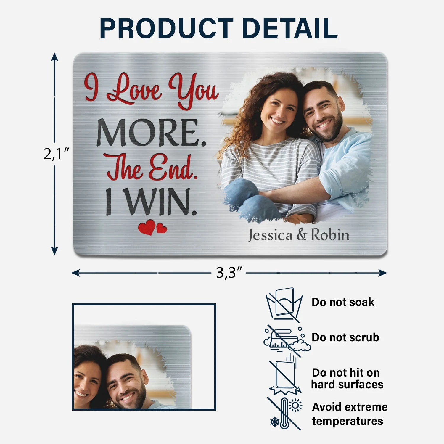 Custom Photo I Love You More - Gift For Couples - Personalized Aluminum Wallet Card - Image 6