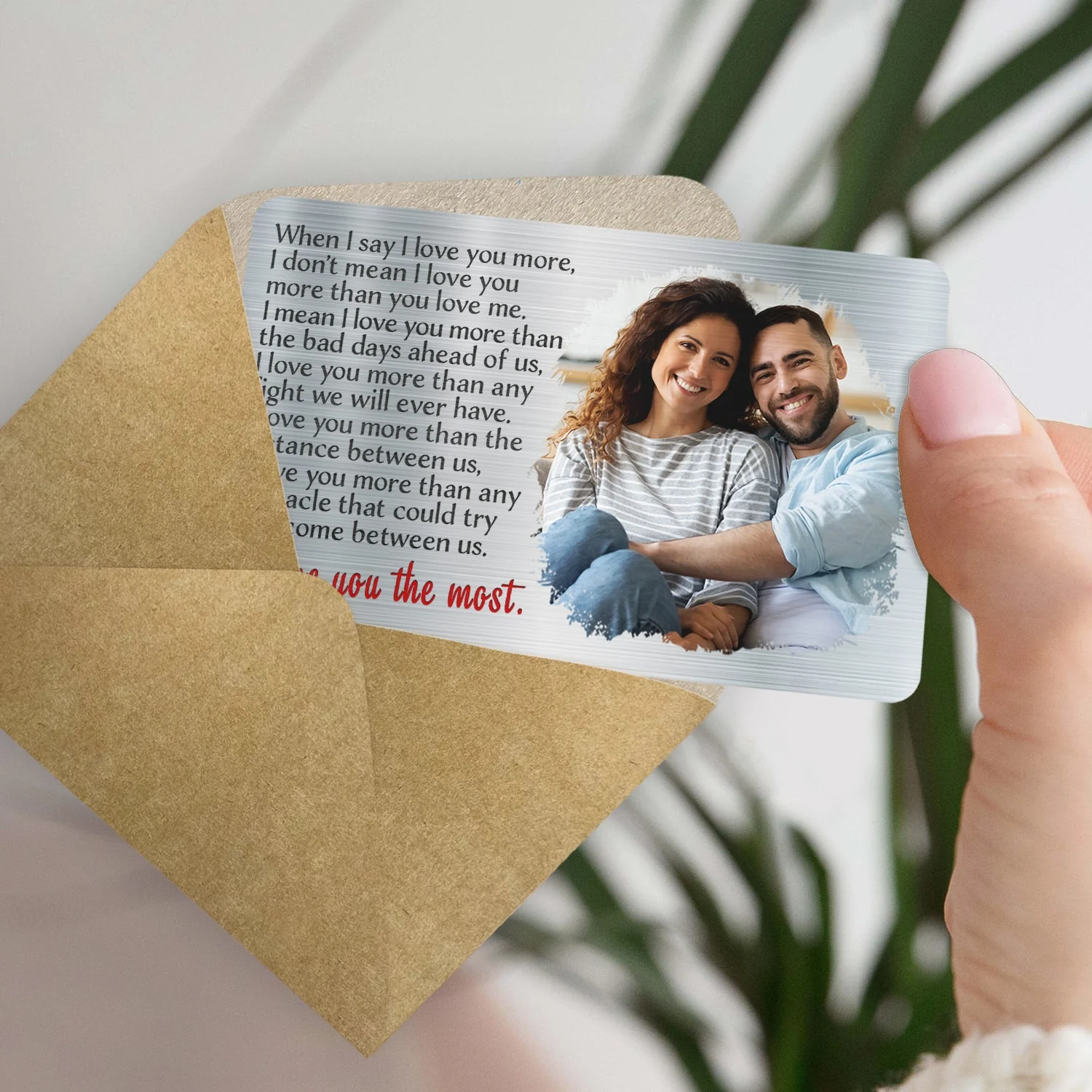 Custom Photo I Love You The Most - Gift For Couples, Husband, Wife - Personalized Aluminum Wallet Card - Image 4
