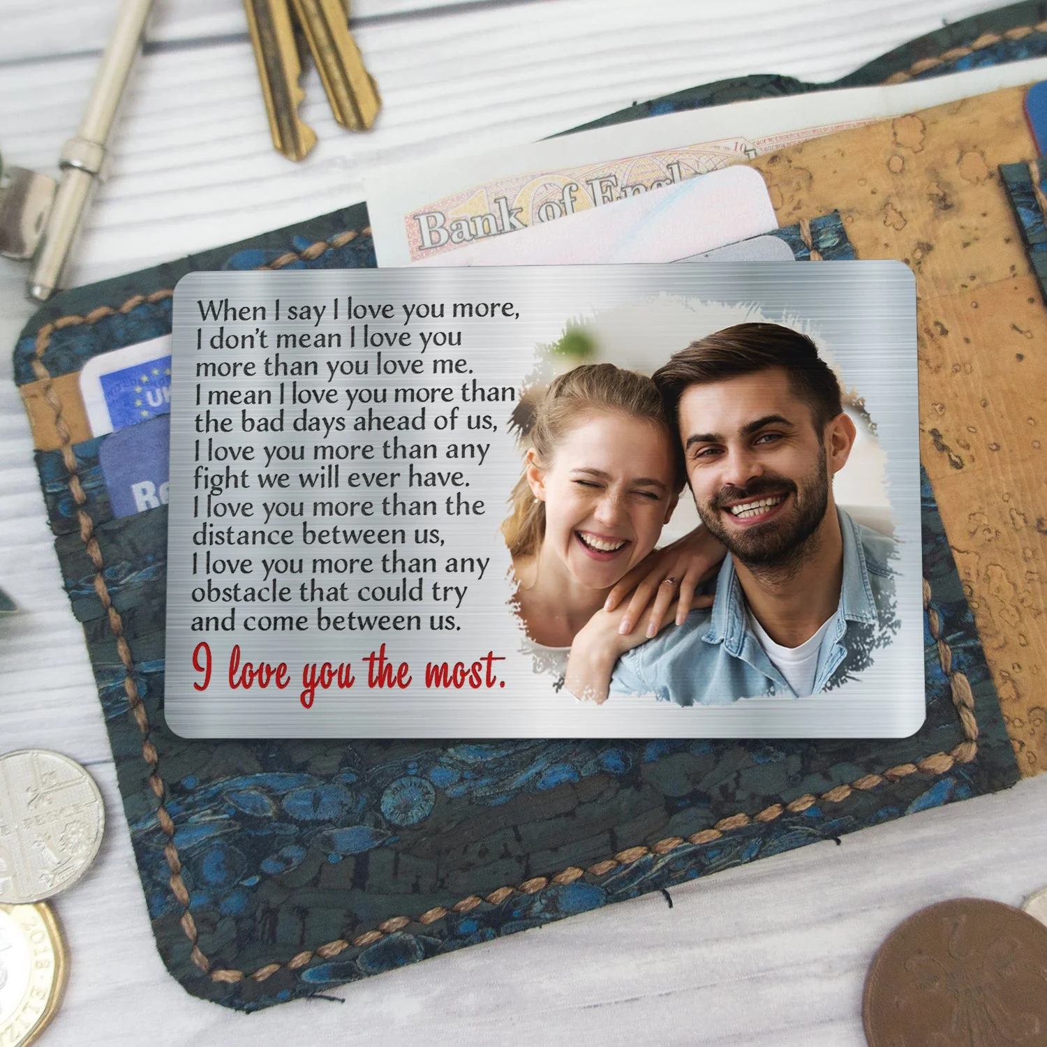 Custom Photo I Love You The Most - Gift For Couples, Husband, Wife - Personalized Aluminum Wallet Card - Image 5