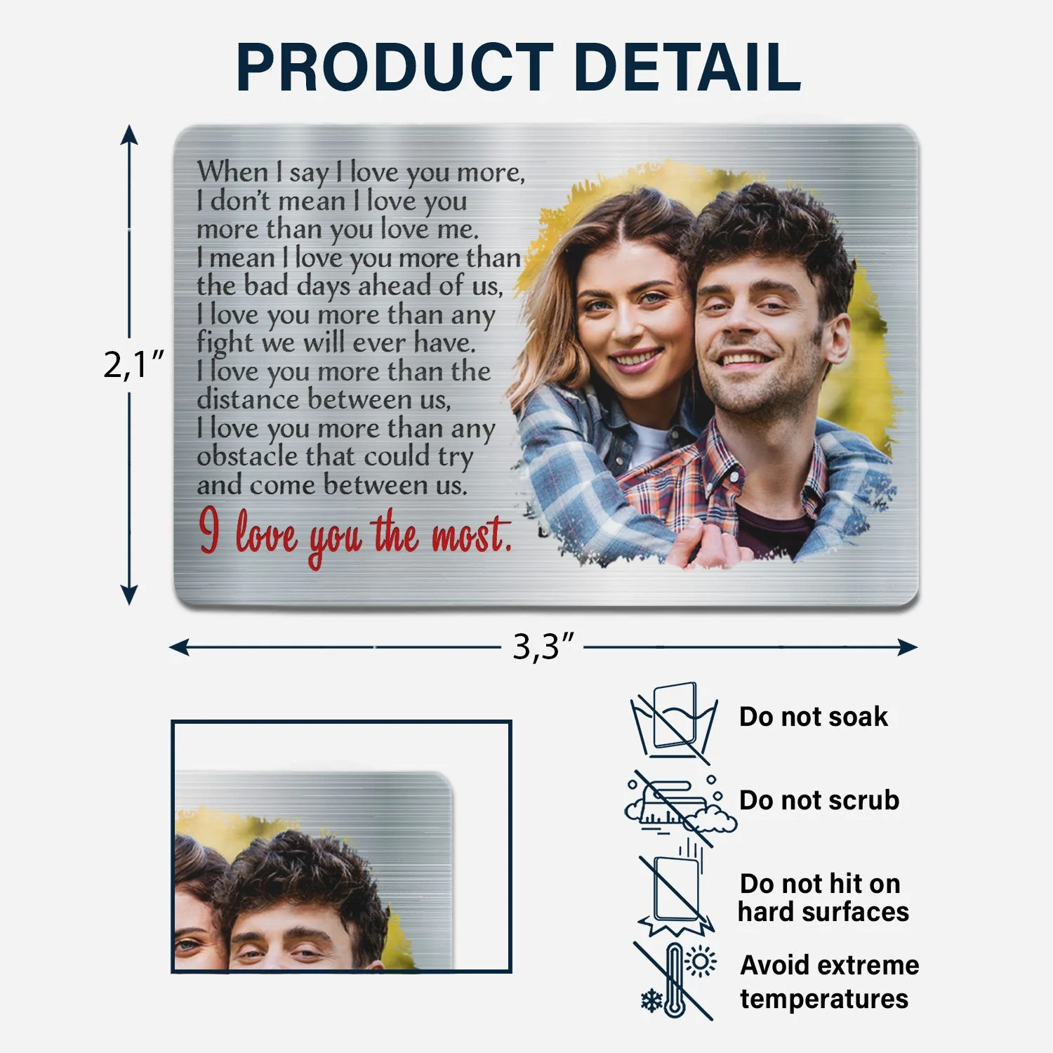 Custom Photo I Love You The Most - Gift For Couples, Husband, Wife - Personalized Aluminum Wallet Card - Image 6