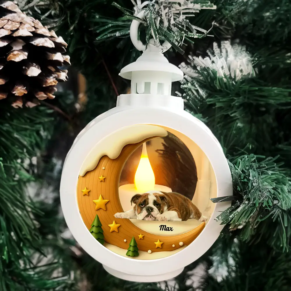 Custom Photo I Love You To The Moon Pet Memorial - Personalized Candlelight Lantern Ornament - Image 4