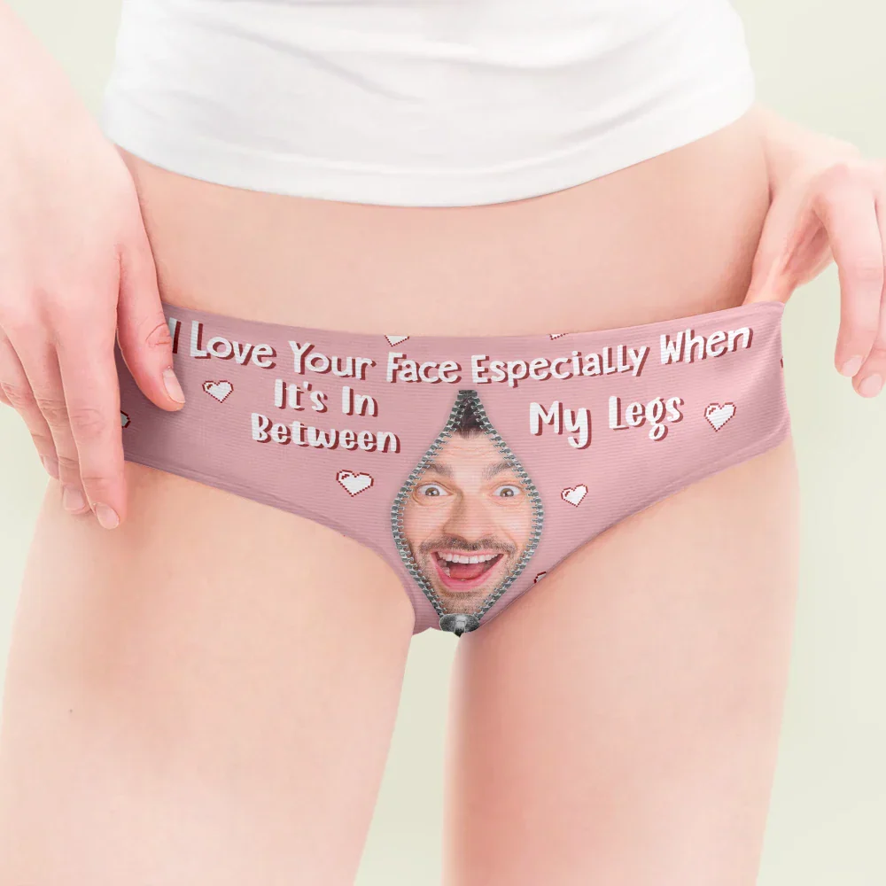 Custom Photo I Love Your Face - Personalized Women's Low-waisted Brief - Image 6