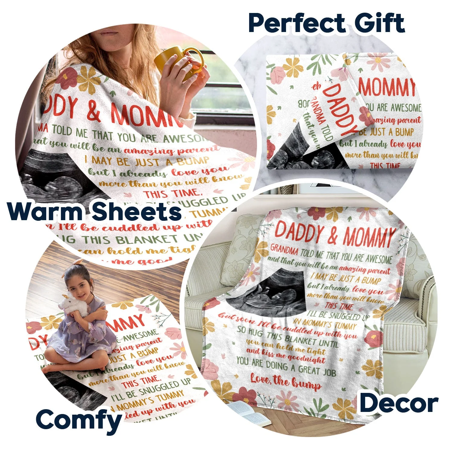 Custom Photo I May Be Just A Bump - Baby Shower Gift, Gift For First Mom - Personalized Fleece Blanket - Image 6