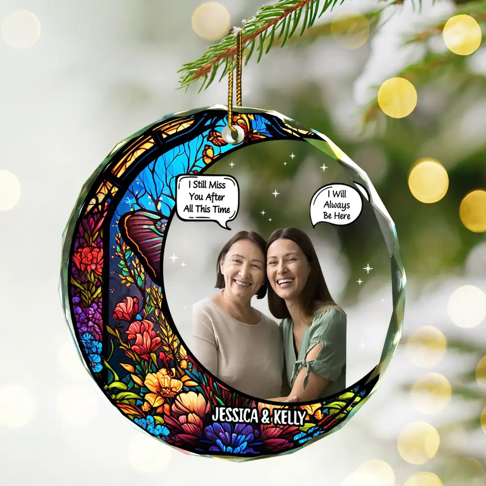 Custom Photo I Miss You I Know Memorial - Personalized Circle Glass Ornament - Image 3