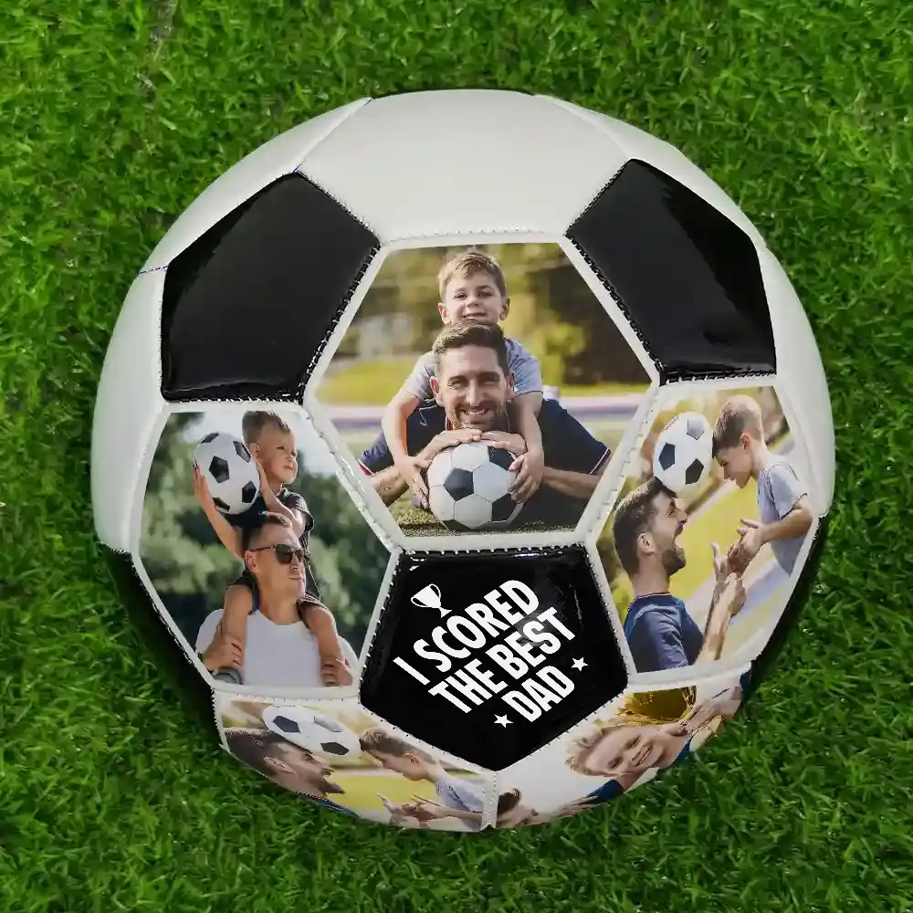 Custom Photo I Scored The Best Dad - Personalized Soccer Ball - Image 2