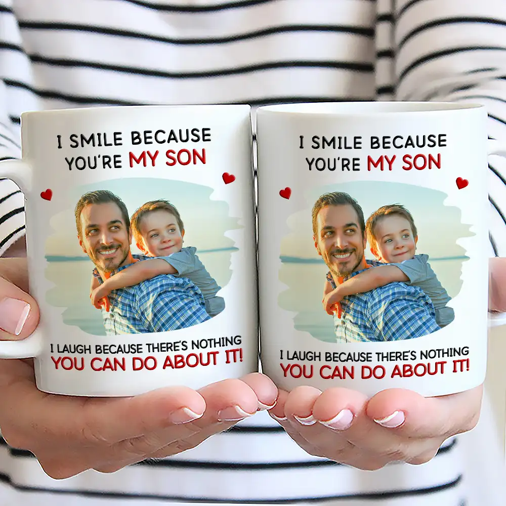 Custom Photo I Smile Because You Are My Daughter Son Grandkid - Personalized Mug - Image 2