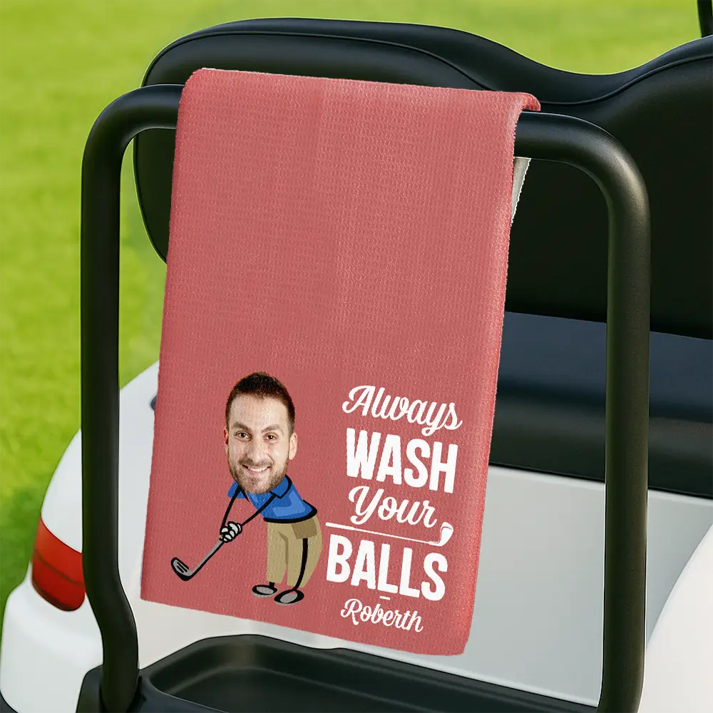 Custom Photo I Use This Towel To Clean My Balls - Personalized Golf Towel - Image 3