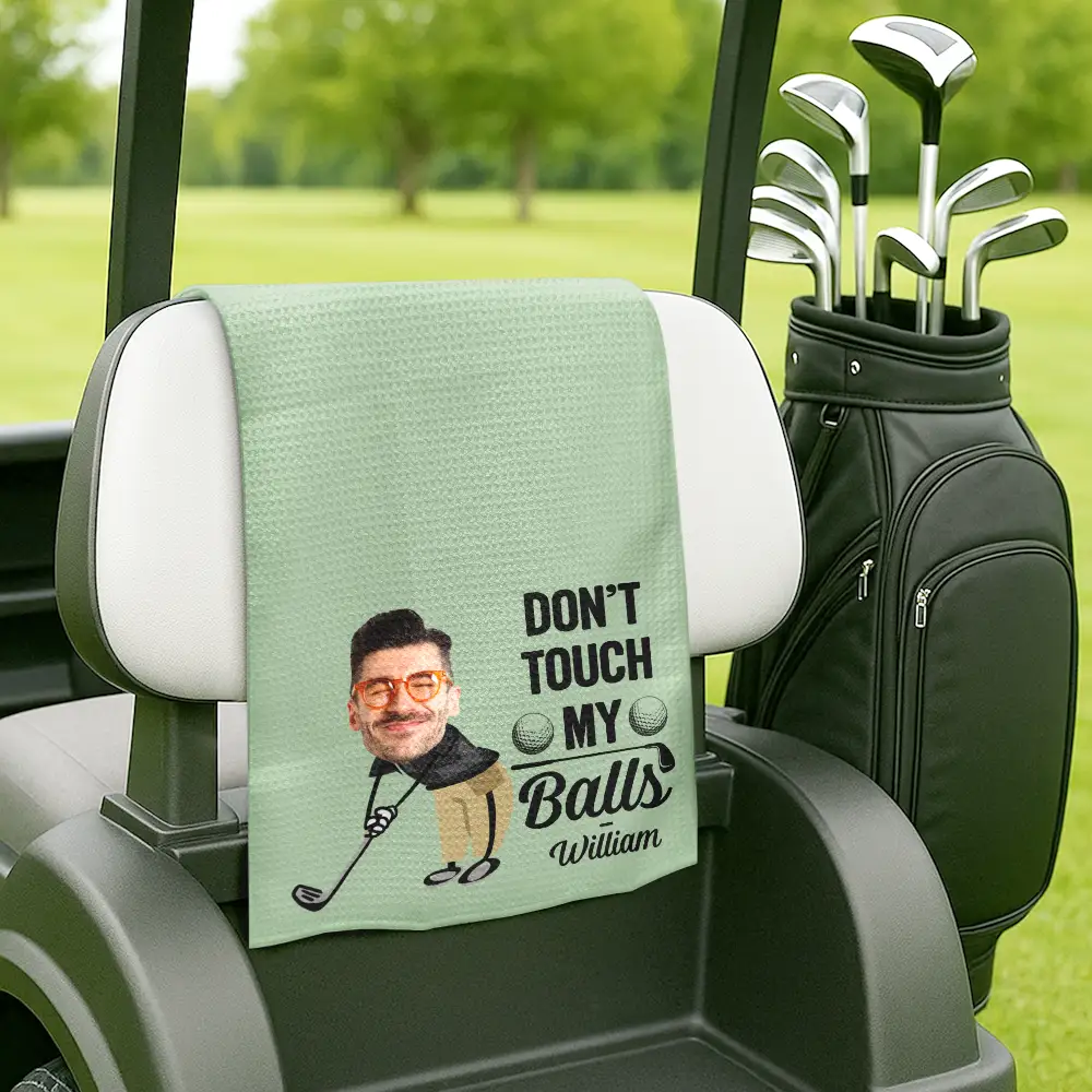 Custom Photo I Use This Towel To Clean My Balls - Personalized Golf Towel - Image 6