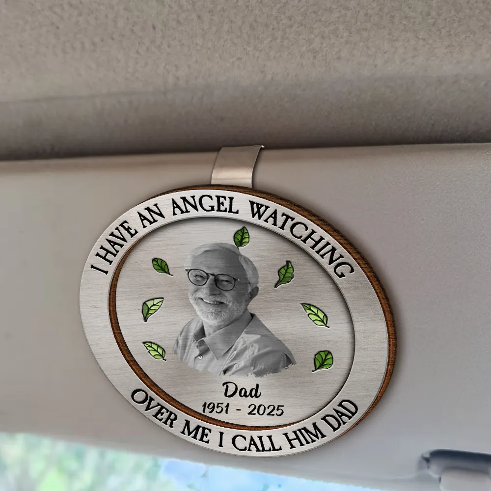 Custom Photo I Used To Be His Angel Now He's Mine - Personalized Custom Shaped Car Visor Clip - Image 2