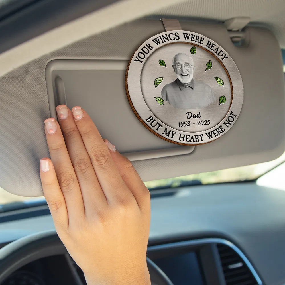 Custom Photo I Used To Be His Angel Now He's Mine - Personalized Custom Shaped Car Visor Clip - Image 4