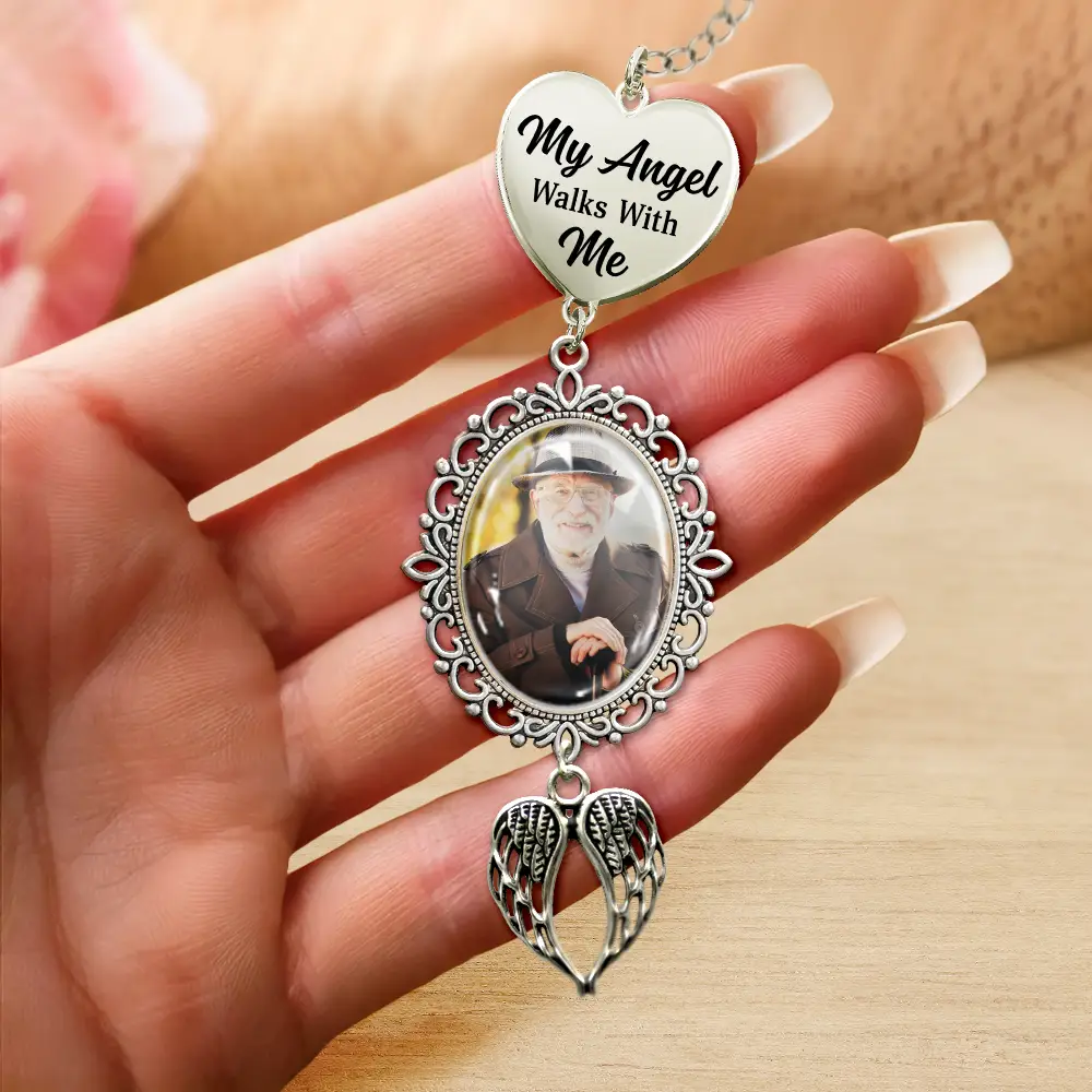 Custom Photo I Walk With You Today And Everyday - Personalized Graduation Tassel Charm - Image 4