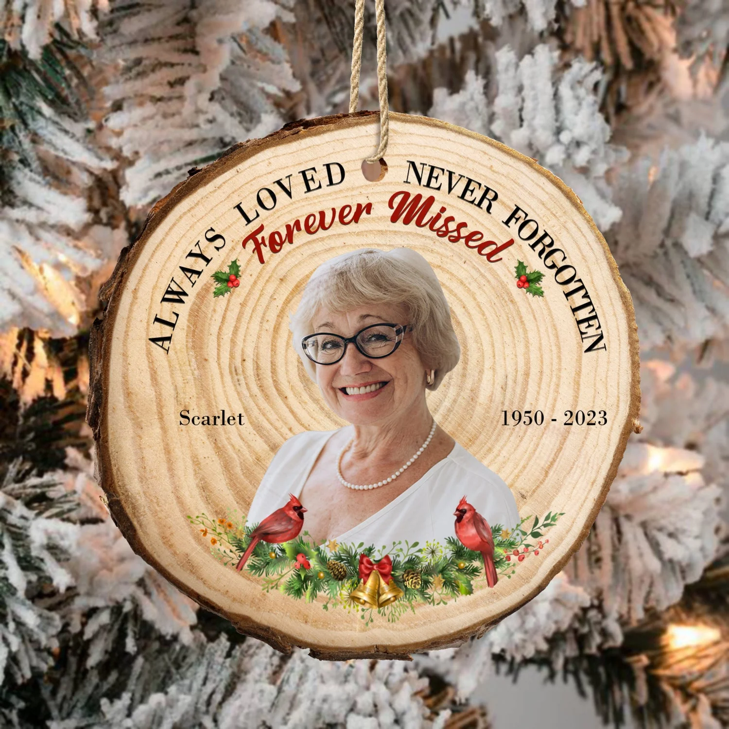 Custom Photo I Will Always Love And Remember You - Memorial, Christmas Gift - Personalized Wood Slice Ornament - Image 4