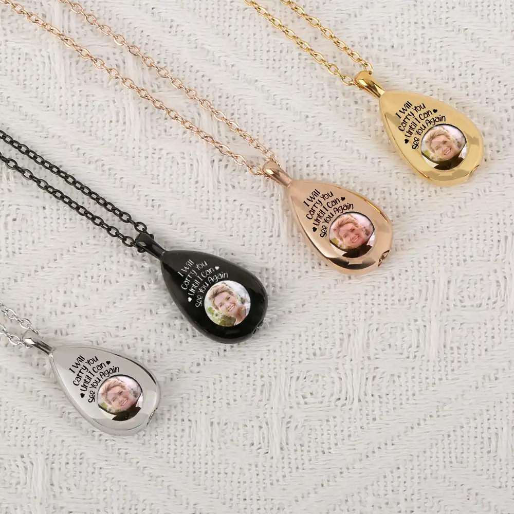 Custom Photo I Will Carry You Memorial - Personalized Keepsake Necklace - Image 2