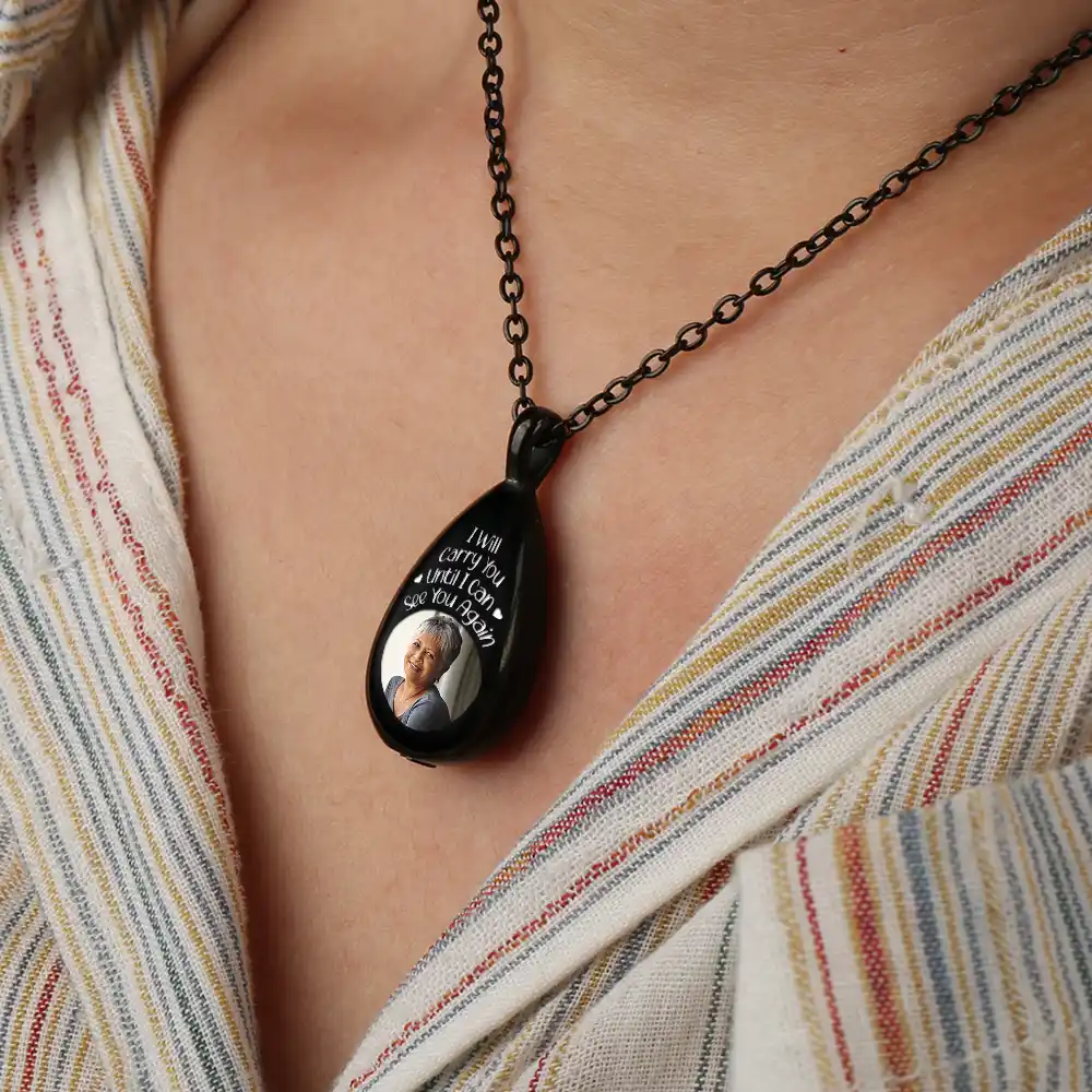 Custom Photo I Will Carry You Memorial - Personalized Keepsake Necklace - Image 6